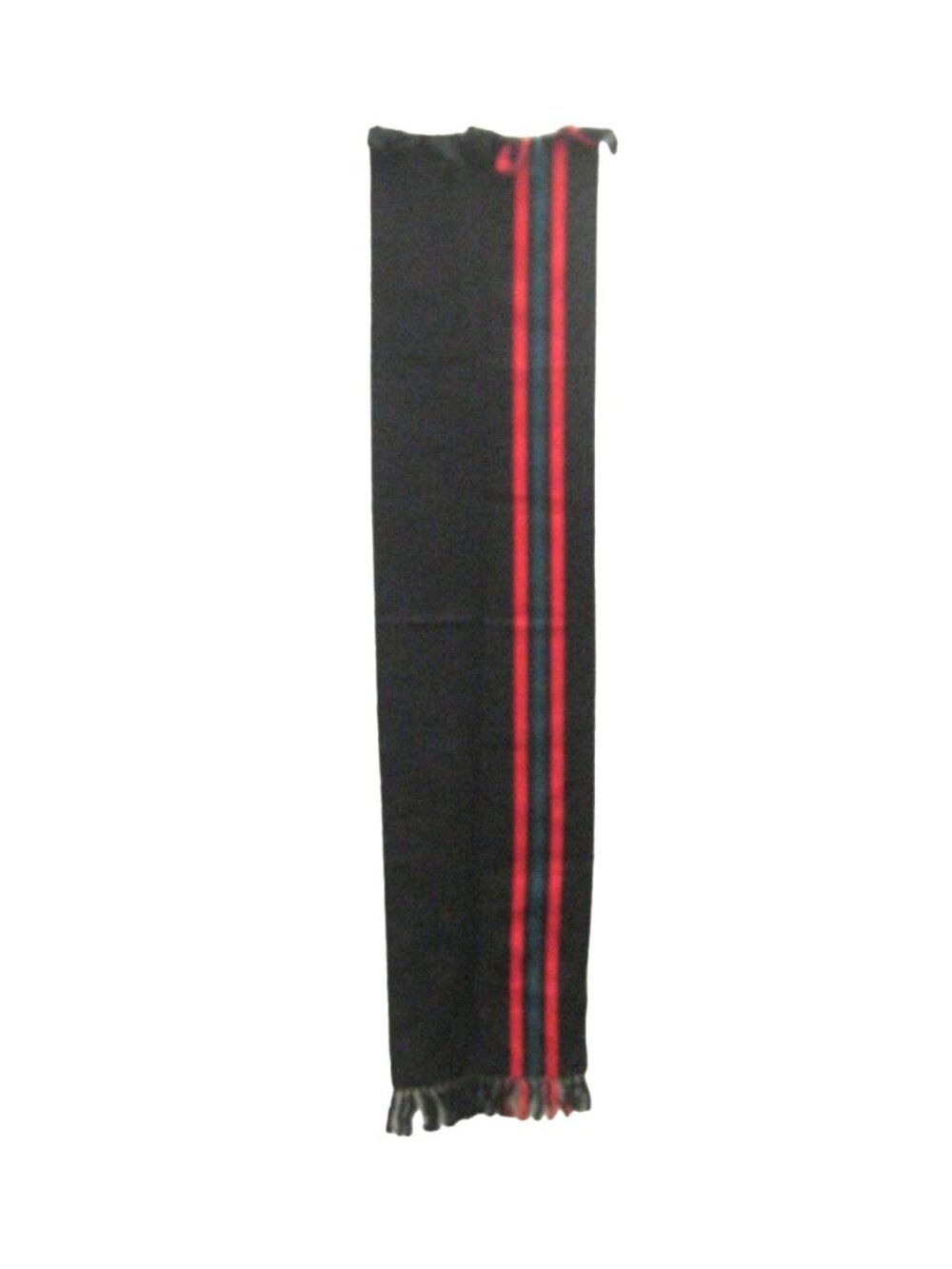 Vintage Boivin Jne Paris Black Scarf Stripe Pattern Fringe France Rectangle
